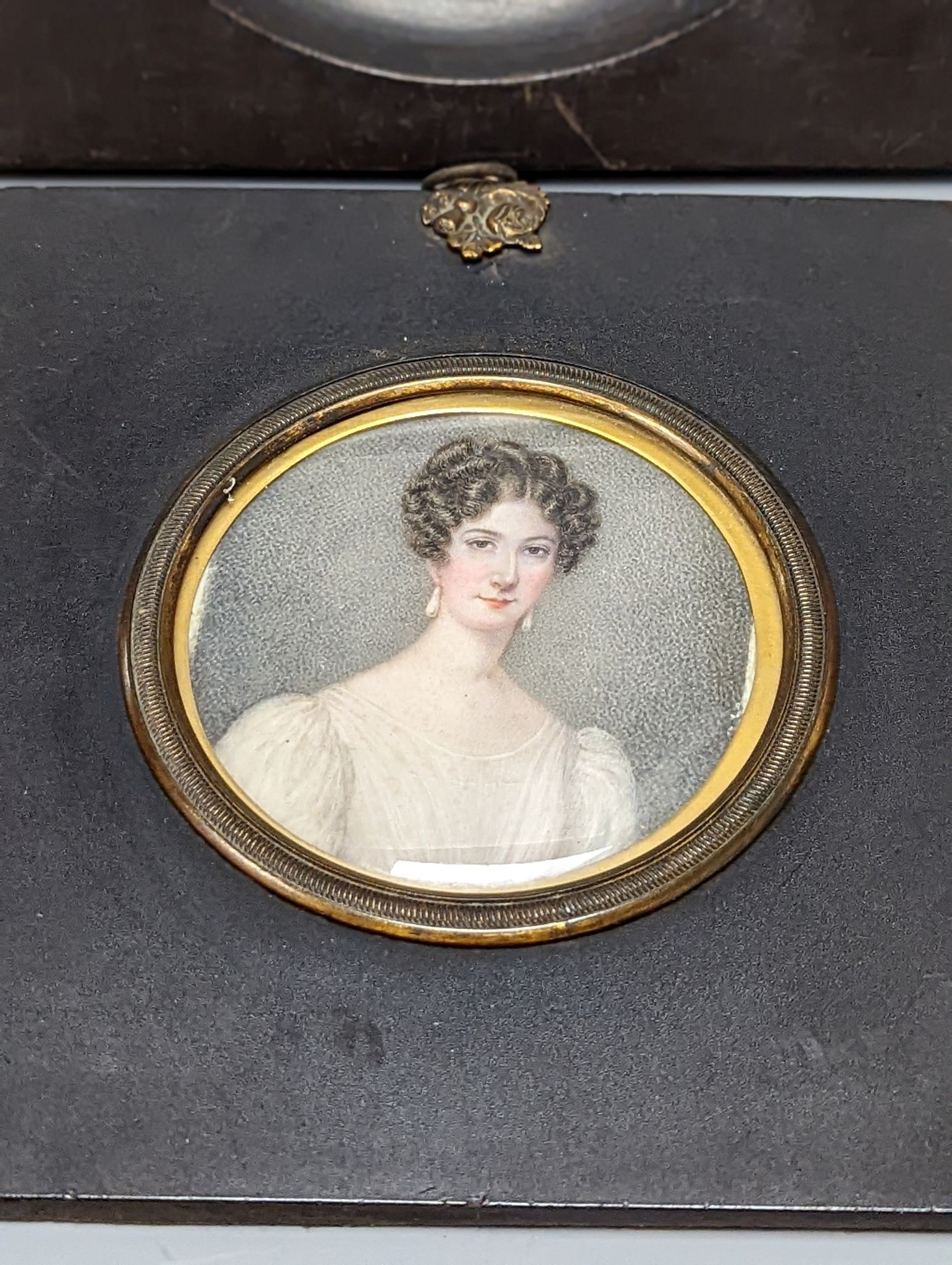 A Victorian portrait miniature, and another, framed 16cm